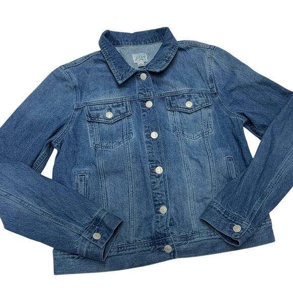 J.Crew Jacket Womens Medium Blue Brilliant Day‎ Wash Classic Denim Trucker - Picture 2 of 11